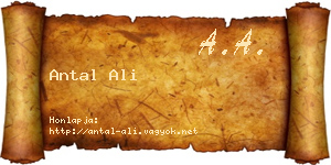 Antal Ali névjegykártya